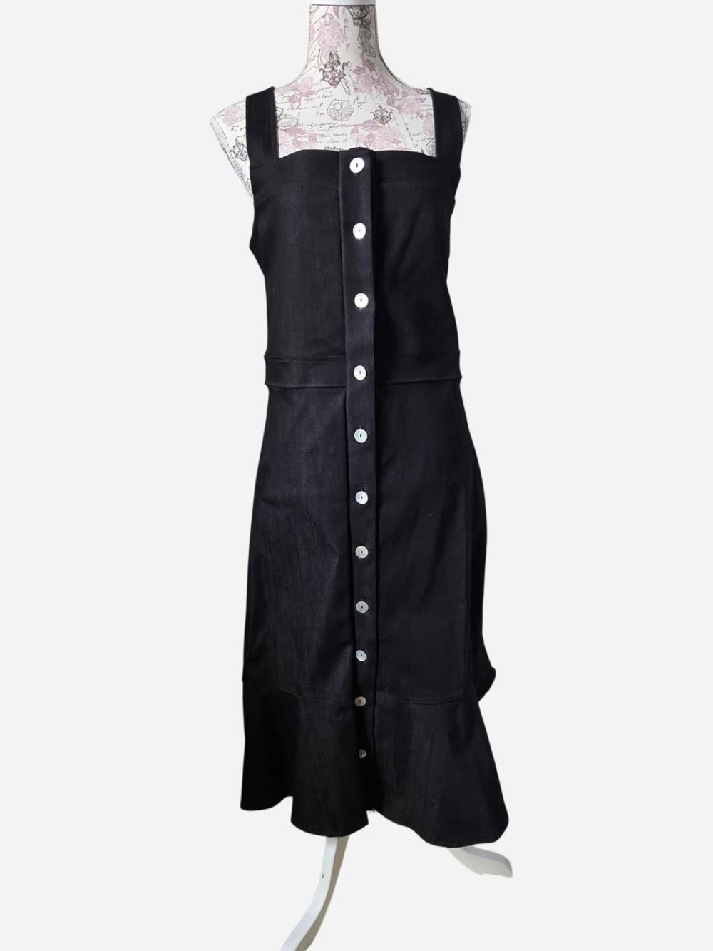 Sleeveless Black Button-Down Midi Dress